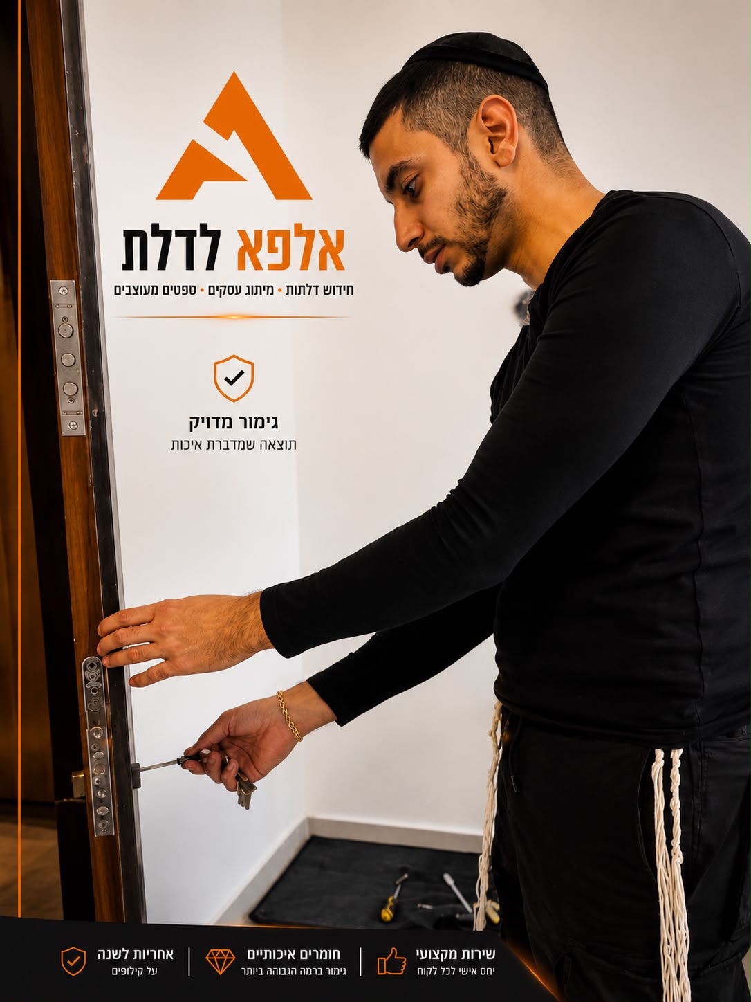 מנעולן אלפא לדלת בעבודה מקצועית על דלת